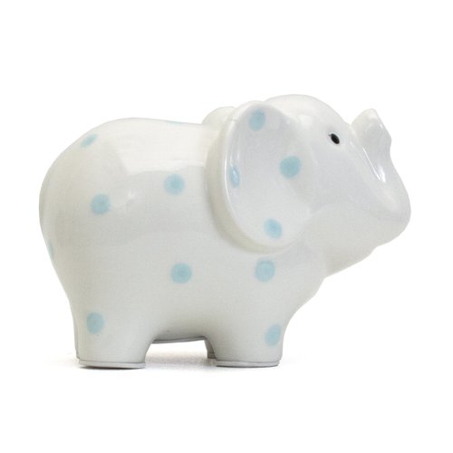 Child to Cherish Ceramic Elephant Piggy Bank for Boys, Blue Polka Dots