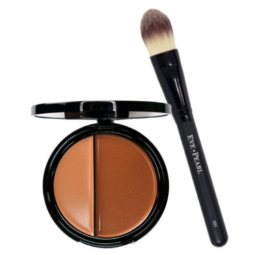 EVE PEARL HD Dual Foundation Full Coverage Long Lasting Non Greasy Vitamin E Skincare And 101 Foundation Brush Set Makeup Kit (Dark)