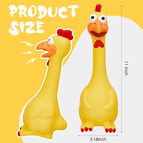 Hungdao 1 Pcs Horse Toys Latex Squeaky Squeeze Chicken Squeak Horse Turkey Balls for Play Fake Screaming Chicken Toys for Horses Soccer Ball for Reduce Separation Anxiety Noise Maker Squeaker(Yellow)