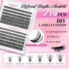 Cluster Lashes D Curl Lash Clusters 280 Pcs Lash Extension Clusters Individual Lashes Soft DIY Eyelash Extensions Mixed Tray Eyelash Clusters Natural Look (40D+50D-0.07D, 8-16mm)