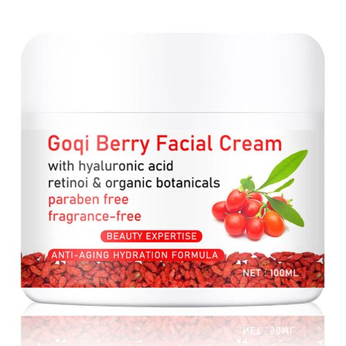 ARCHIDATE Goji Berry Face Cream, Anti-Aging Antioxidant Goqi Berry Facial Cream with Hyaluronic Acid, Retionl, Reduces Wrinkles Fine Lines, Firming Skin, Berry Facial Cream Moisturizing Skin (100ml)