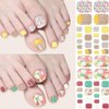 8 Sheets Toe Nail Stickers Diamond Flower Full Nail Wraps Glitter Toenail Nail Polish Strips Marble Decals Colorful Sparkly Rhinestones Toe Nail Wraps Toes Nails with 8pcs Nail file for Women Manicure