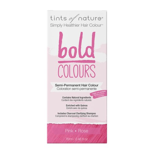 Tints of Nature Bold Colour Pink Semi-Permanent Hair Dye, Ammonia-Free and Damage-Free Colouring, 70ml