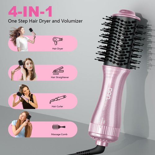 DAN Technology Dual Voltage Hair Dryer Brush,2 inch Blow Dryer Brush,Small Brush Hair dryers for 110V-120V/220V-240V European and Travel Use
