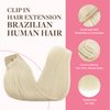 GOO GOO Clip in Hair Extensions Real Human Hair, 16inch 150g 9Pcs, 60A Platinum Blonde, Remy Human Hair Extensions Clip ins for Women, Natural Human Hair
