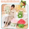 Frog Plush Toys, 10" Cute Frog with Pink Mushroom Hat Stuffed Animals, Kawaii Plushies Gift for Kids Girls Adults Valentines Birthdays Gift (Light Green Body Pink Hat, 10inch)