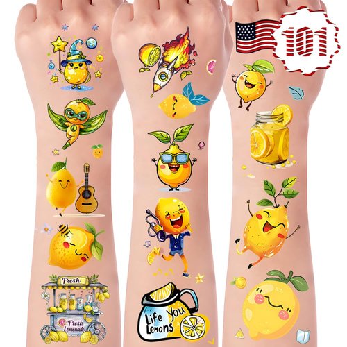 101+ Lemon Temporary Tattoos – Waterproof Fake Tattoos for Kids, Girls, Boys, Teens & Adults – Ideal for Birthday Parties & Decorations