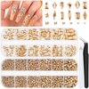 3220Pcs Champagne Gold Glass Nail Rhinestones 120Pcs Multi Shapes Flatback Nail Gems +3100Pcs 1.5-4mm Round Crystal, Manicure Nail Charms Diamond Gemstones for Nail Design Acrylic Nails Decoration