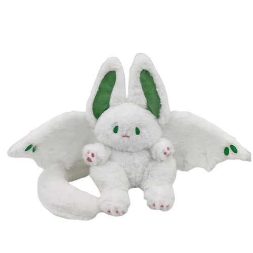 NatureMan 17.7inch Unique Bat Bunny Plush Pillow Kawaii Bat Rabbit Stuffed Animal,with Rabbit Ears and Bat Wings for Kids (White)