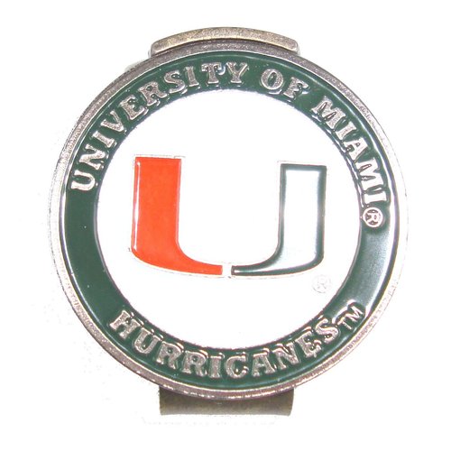Miami Hurricanes Hat Clip with Double Sided Golf Ball Marker