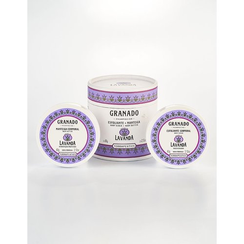 Granado - Linha Terrapeutics - Kit Esfoliante e Manteiga Corporal Lavanda 2 x 60 Gr - (Terrapeutics Collection - Lavender Exfoliating and Body Butter Set 2 x Net 2.12 Oz)