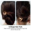 3- Prong Hair Fork Chinese Hair Sticks Wooden Hair Stick Wooden Hair Forks Hair Accessories for Women U Shape Barrette Womens Hair Clips