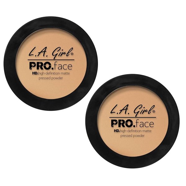 Pack of 2 L.A. Girl PRO Face High Definition Matte Pressed Powder, Soft Honey GPP608