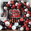 Halloween Balloon Garland with Creepy Cloth & 2 Style Banner - Black Red and Bloody Hand Print White Balloons Different Sizes Balloon Arch Kit for Halloween Scary Birthday Party Decorations Supplies