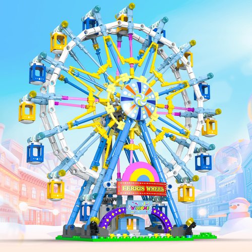 2024 Newly Upgrade Ferris Wheel Building Set with Fairy Light, Two-Way Rotating Ferris Wheel Building Blocks Set of 813 PCS, Amusement Park Model Kit for Kids Ages 8+, Ideas Gift for Boys and Girls