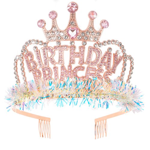 ACO-UINT Birthday Crown for Women, Pink Birthday Princess Crown Happy Birthday Headband, Birthday Girl Crown Birthday Princess Tiara Birthday Decorations Gifts