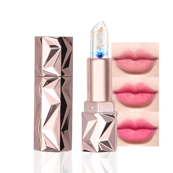 BINGBRUSH Mood Color Changing Flower Lipstick Queen,Moisturizer Long Lasting Lip Care Lip Balm Magic Lip Gloss Lip Tint Stain Glossly Jelly Crystal Makeup Lipstick Set for Women (03#Blue flower)