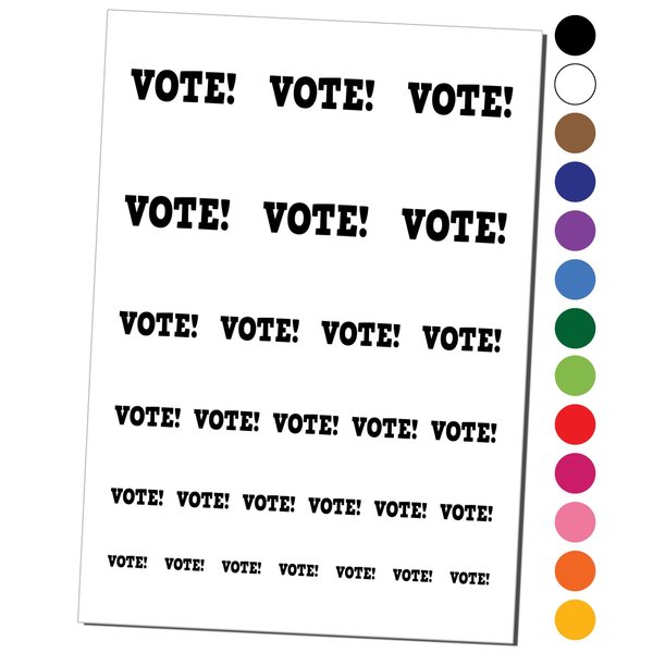 Vote Election Temporary Tattoo Water Resistant Fake Body Art Set Collection - Orange (One Sheet)