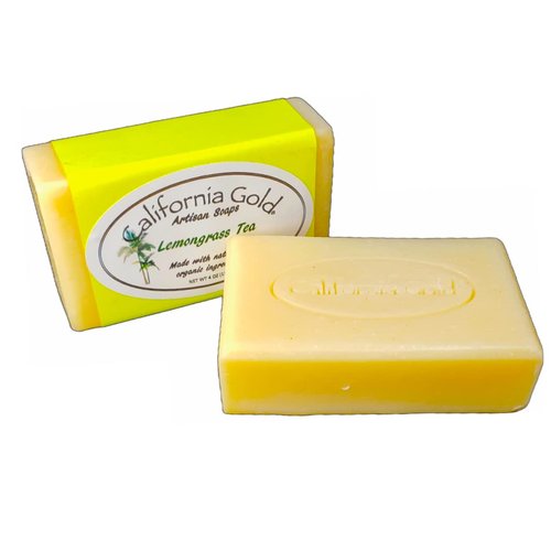 California Gold Artisan Soaps Lemongrass Tea Bar Soap-Natural and Organic-made with Patchouli, Sage and Bergamot 1-4 oz. bar