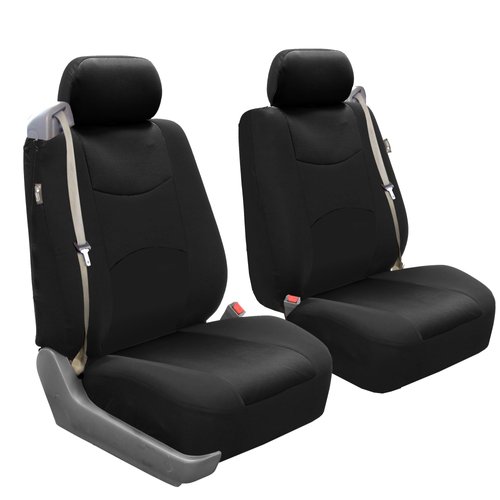 FH Group Front Set Cloth Car Seat Cover for Bucket Seats, 1-Piece Seat Cover, Universal Fit, Airbag Compatible, Seat Covers for SUV, Van, Black