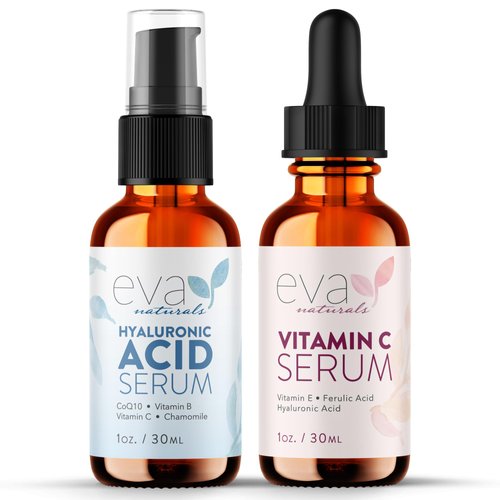 Eva Naturals Hydrate and Brighten Skincare Bundle - Includes Hyaluronic Acid Serum and 20% Vitami...