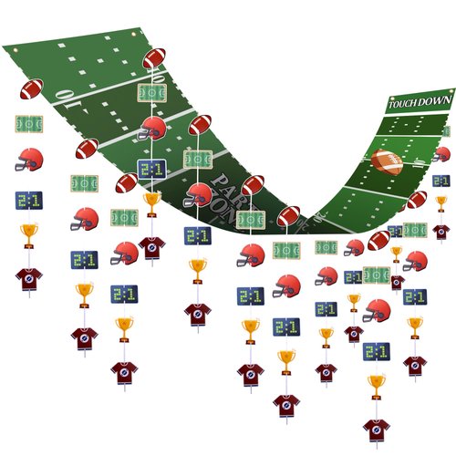 Wehhbtye 15Feet Football Party Ceiling Decor - Football Hanging Ceiling Party Decor - American Football Theme Paper Banner Flags for Football Game Sport Theme Party Supplies