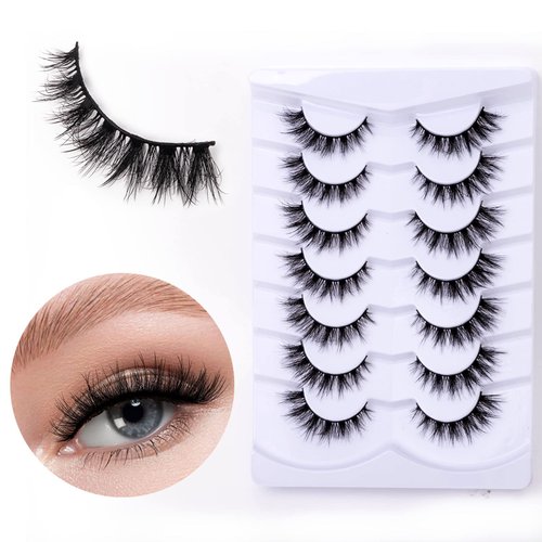 SQYlashes Cat Eye Natural Lashes Wispy False Eyelashes Short Fluffy Fake Lashes- 7 Pairs, ZG86
