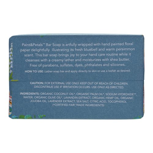 PAINT&PETALS Bluebell & Persimmon Scented Bar Soap, Cleanses with A Creamy Lather & Moisturizes With Shea Butter, Artfully Wrapped, A Chic Addition to Any Kitchen or Bathroom, 7 Oz