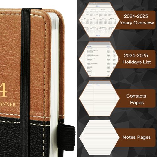 2024 Pocket Planner - Pocket Calendar 2024 from January 2024 to December 2024, Small Pocket Planner for Purse with Elastic Closure, Inner Pocket