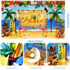 Hawaiian Luau Party Decoration Pack (159 Pcs), Tropical Beach Themed Aloha Summer Party Supplies Kit, (including Table Skirt, Backdrop, Balloons, Straws, Hibiscus Palm Leaves, Food Topper, Pineapples)