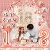 18th Birthday Decorations for Girls 152PCS Rose Gold 18th Birthday Party Supplies Includes Happy 18th Birthday Banner Balloons Tablecloth Plates Napkins Tableware Set for 18 Year Old Birthday Decor