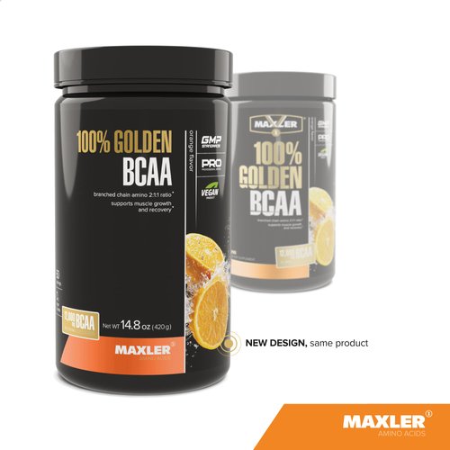 Maxler 100% Golden BCAA Powder - Intra & Post Workout Recovery Drink for Accelerated Muscle Recovery & Lean Muscle Growth - 6 g Vegan BCAAs Amino Acids - 60 Servings - Orange