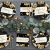 Happy New Year Party Supplies Disposable Paper Plates Napkins Cups Tablecloth and Banner for Happy New Year Party Decorations, Serve 20