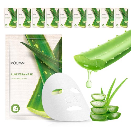 GUOYAOLIFU Facial Masks Skincare for Women,Aloe Vera Moisturize Face Mask Sheet for Girl,Hydrating Face Mask for All Skin Types (10-Packs)