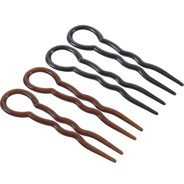Bememo 20 Pieces Grip Hair Pins for Thick Hair U Shaped Hair Pin French Simple Fast Spiral Hair Braid Twist Styling Clip Pin for Lady Women, Black and Brown