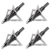 DEEPOWER 4-Pack Broadheads 100 Grain 3 Fixed Blade Broadheads 1+1/4' Inch Cut Diameter Carbon Steel Ferrule Arrow Broadhead for Crossbows and Compound Bow