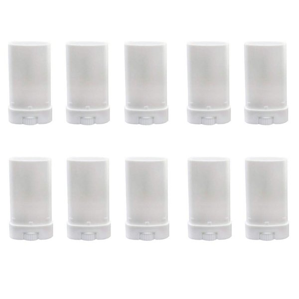 10PCS 15G/0.5oz Refillable Oval Lip Balm Tubes White Plastic Twist-up Lipstick Tubes Gloss Tubes Holder Containers for DIY Lipstick Chapstick Solid Perfume