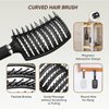 Kertiberif 2 Pack Curved Vented Detangling Brush for Wet and Dry Hair, Paddle Styling Hair Brush for Faster Blow Drying, Detangler Brush for Women Men Curly Thick Hair
