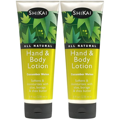 ShiKai - Cucumber Melon Hand & Body Lotion, Plant-Based, Perfect for Daily Use, Rich in Botanicals, Softens & Hydrates Skin, Mildly Formulated for Dry, Sensitive Skin, Creamy Texture, 8 Fl Oz (Pack of 2)