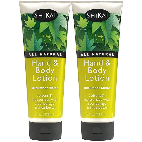 ShiKai - Cucumber Melon Hand & Body Lotion, Plant-Based, Perfect for Daily Use, Rich in Botanicals, Softens & Hydrates Skin, Mildly Formulated for Dry, Sensitive Skin, Creamy Texture, 8 Fl Oz (Pack of 2)