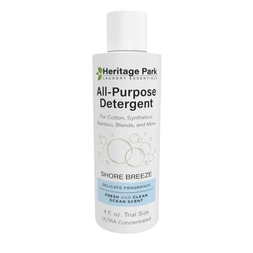 Heritage Park All-Purpose Shore Breeze, Lightly Scented, pH-Neutral Laundry Detergent - Stain-Fighting Enzymes, Ultra Concentrated (4 fl oz Trial Size)