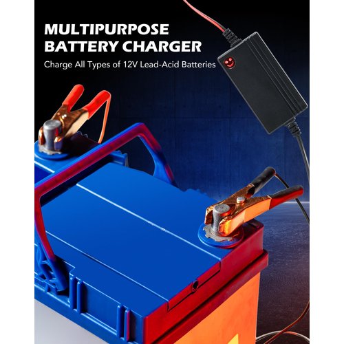 Orion Motor Tech 2PC 12V Battery Charger and Maintainer, Trickle Charger for Charging Boats Motorcycles ATVs Riding Mowers & Car Truck SUV RV Maintenance with Smart 3 Stage Charging & Power Indicator