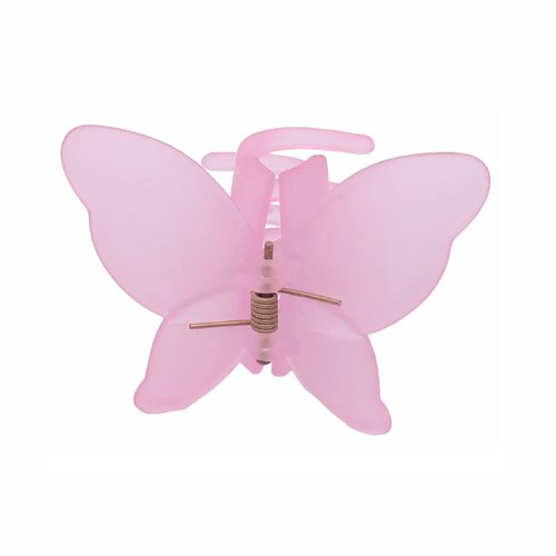 2PCS Butterfly Hair Claw Clips for Women Strong Hold Claw Clip for Thick Thin Hair Nonslip Hair Clips for Girls Frosted Light Pink