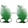 XKTEI 2pcs Feather Headdress,Sequins Headband,1920s Flapper Headpiece,Carnival Party Headwear,Costume for Gatsby Theme Party,Mardi Gras Feather Headband (Green-1)