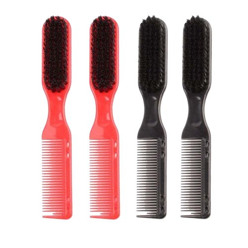 Pokinge 4PCS Double-sided Beards Comb Men Oil Hair Brush, Nylon Hair Bristles Professional Shave Beard Brush, Beard Styling Brush for Salons Home Use