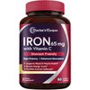 Doctor's Recipes Iron Supplement 65 mg with Vitamin C - Maximized Absorption & Stomach Friendly Iron Pills for Red Blood Cells Formation, Heart, Brain & Immunity Health - Vegan Non-GMO 60 Iron Tablets