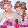 Roetyce Makeup Birthday Party Decorations, 46PCS Makeup Happy Birthday Banner Balloons Hanging Swirl Honeycomb Cake Topper Kit, Spa Themed Birthday Decorations for Girls, Pink Birthday Party Supplies