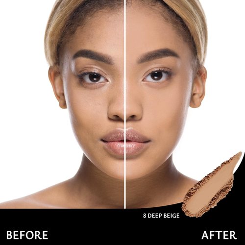 Khasana Face Pressed Powder, Dual Wet & Dry Foundation, Apply Wet for Maximum Coverage or Dry for Light Finishing & Touchup, Matte & Poreless, Setting Makeup, Flawless Finish, Shine Free #8 Deep Beige