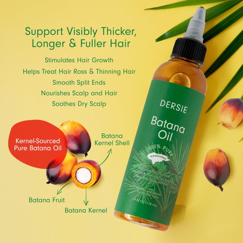 Batana Oil for Hair Growth: Dr Sebi Organic Raw Batana Oil from Honduras - 100% Pure & Natural - For Thicker & Stronger Hair - 4 FL OZ (Pack of 2)