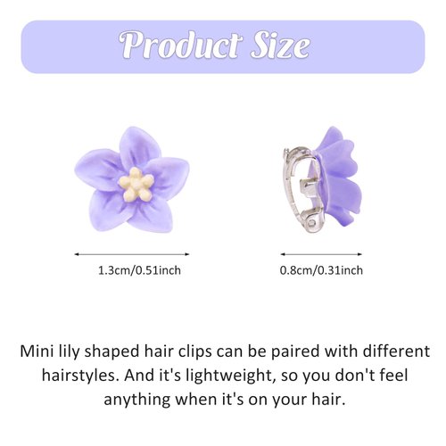 10 Pcs Small Flower Hair Clips Accessories for Women Girls, Cute Mini Flower Hair Pins with Rhinestone, Lily Flower Clips Metal Hair Barrettes Wedding Bridal Styling Decorative(Purple)